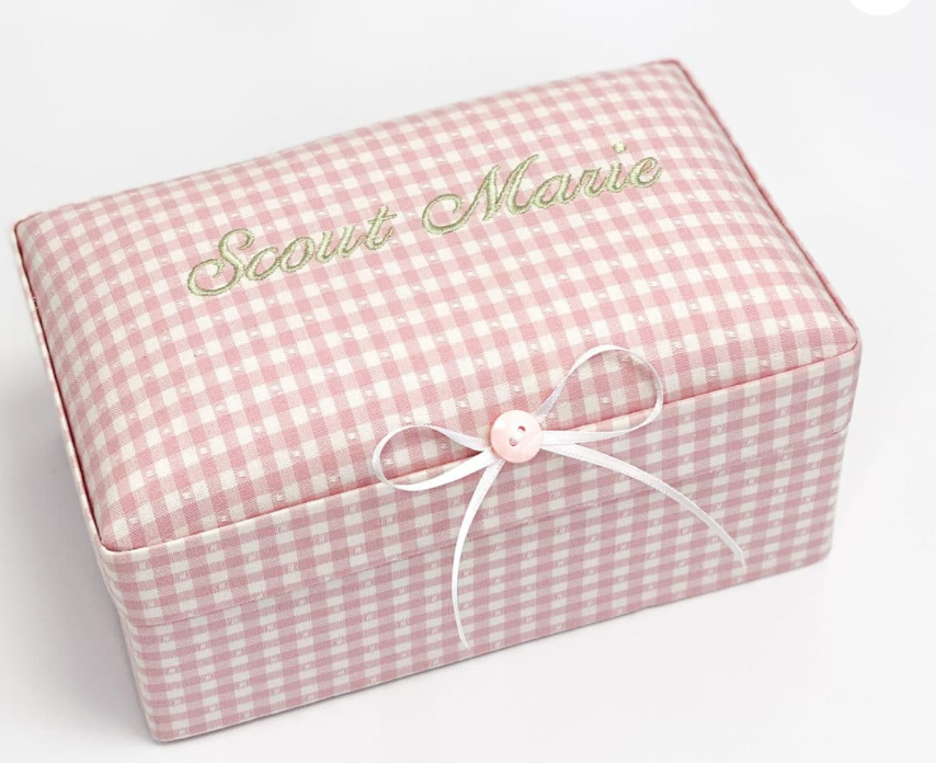 Small Keepsake Box In Gingham Cotton-Pre Order