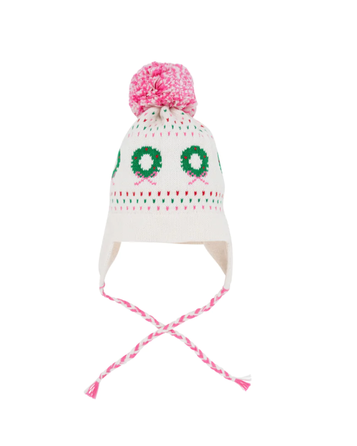 Parrish Pom Pom Hat-Palmetto Pearl With Hamptons Hot Pink & Wreaths