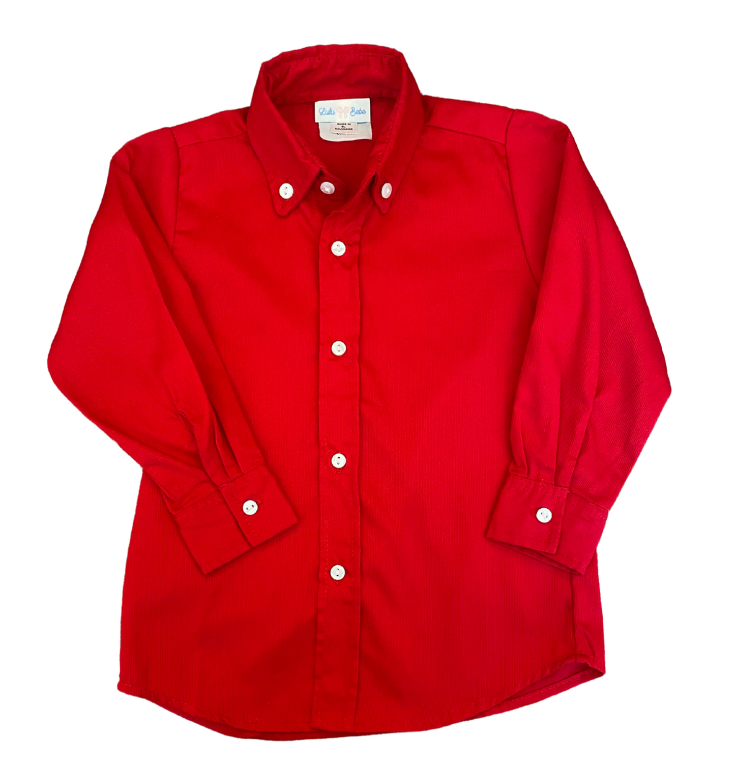 Long Sleeve Button Down- Christmas Red