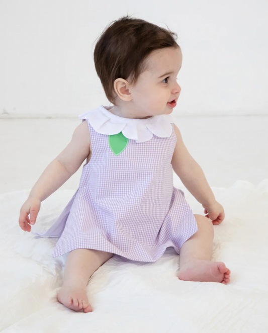 Petal Dress with Bloomer-Purple Seersucker