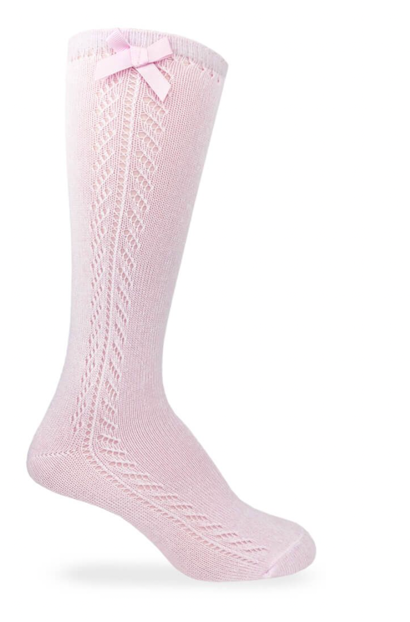 Knee High Bow Socks-Pink