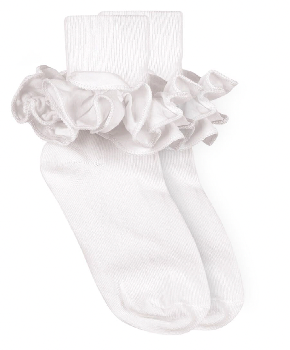 Ruffle Cuff Socks-White
