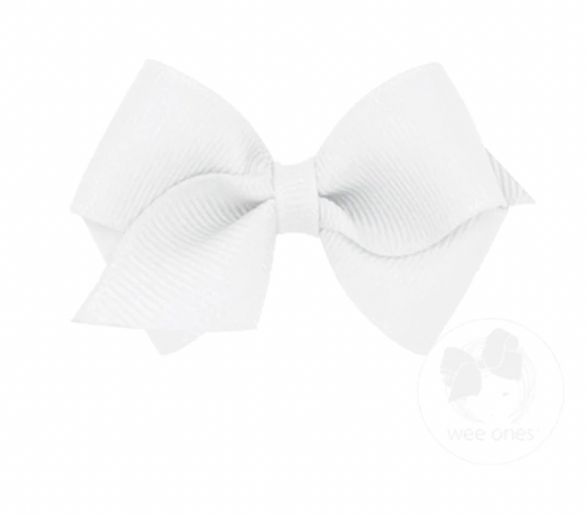 Solid Grosgrain Basic Bow - White