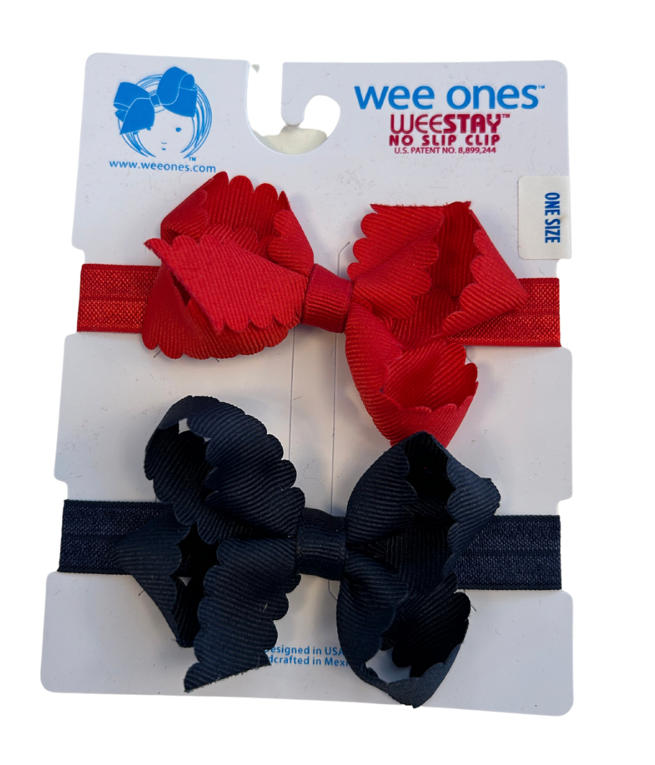 2 Pack Mini Scallop Bows with Bands