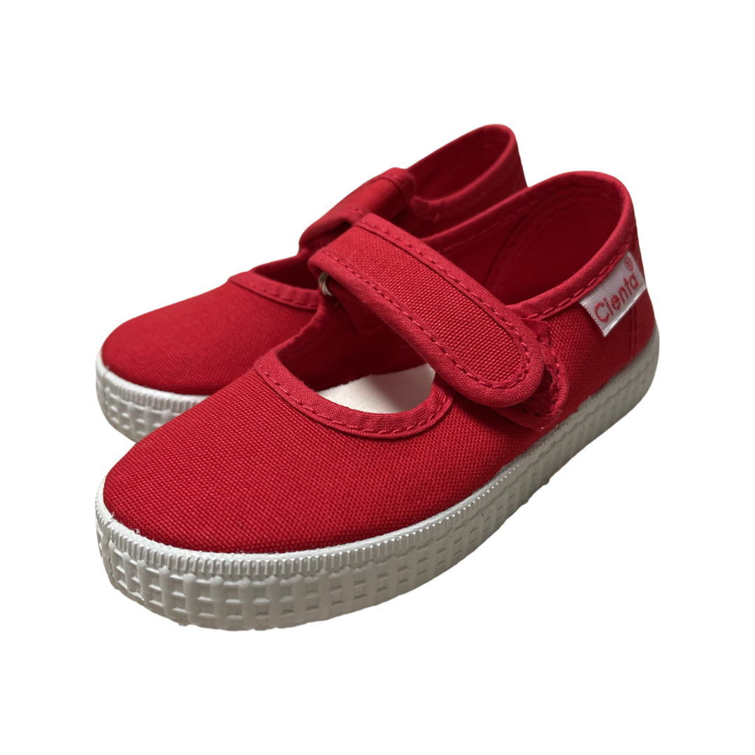 Canvas Mary Jane with Velcro- Red