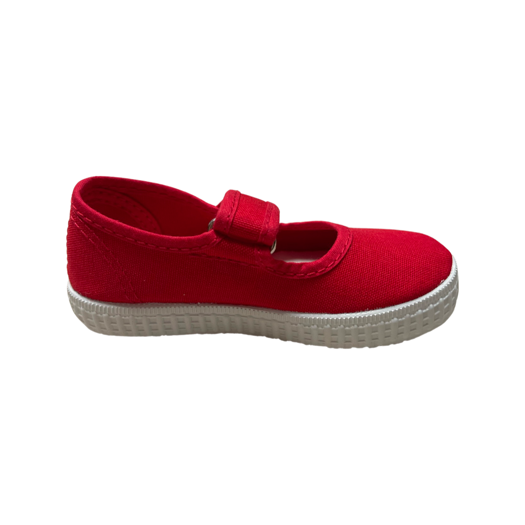 Canvas Mary Jane with Velcro- Red